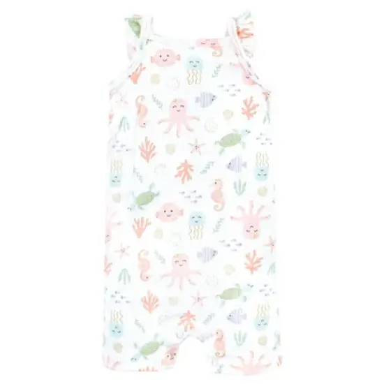 Hudson Baby Infant Girl Cotton Rompers, Turtley Adorable image {3}