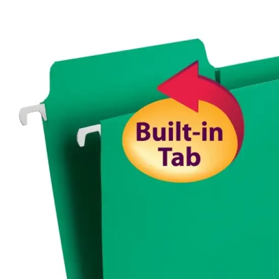 Smead FasTab  Hanging File Folder, 1/3-Cut Built-In Tab, Letter Size, Assorted Colors, 18 per Box (64053) image {5}