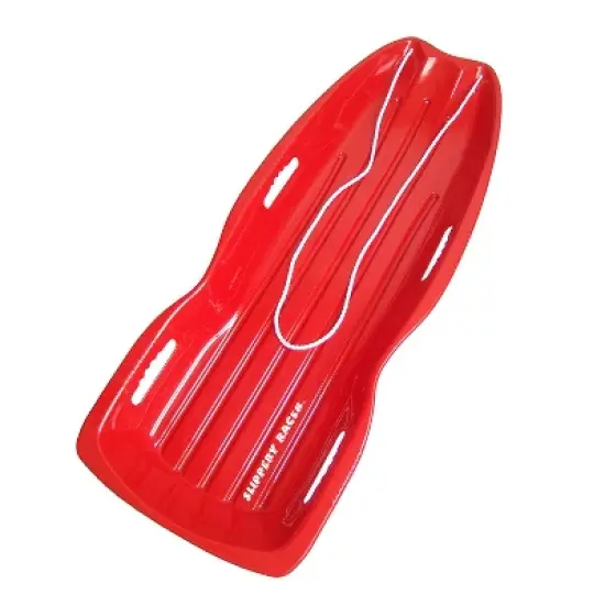 Slippery Racer Downhill Xtreme Flexible Adults and Kids Plastic Toboggan Snow Sled for Up To 2 Riders with Pull Rope and Handles, Red image {4}