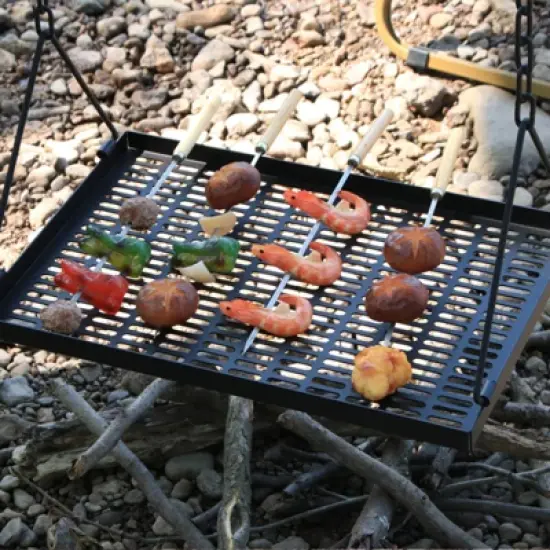NAYSAYE Grill Racks Swing Grill Campfire Cooking Table with Adjustable Height for Outdoors, Black, 58.66"*36.61"*38.58" image {4}