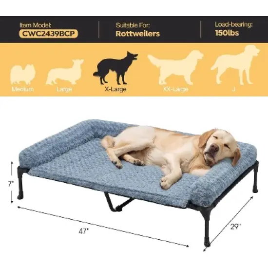 QuestaPack Cooling Elevated Dog Bed + Removable Deluxe Plush Pillow Cushion image {1}