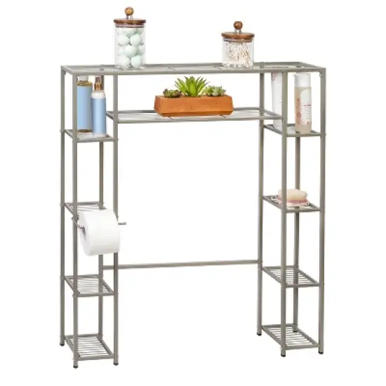 Honey-Can-Do 5-Tier Over the Toilet Steel Storage Shelf Silver image {1}