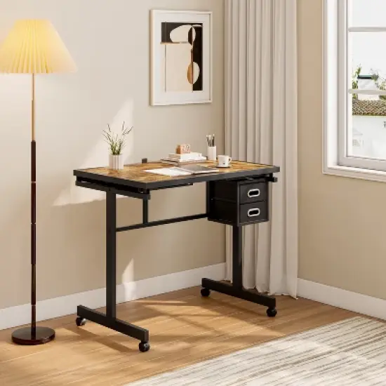 Gulches 1000 Pieces Jigsaw Puzzle Metal Table with 4 Trays 2 Drawers Wooden Protective Cover 4 Lockable Wheels Adult Gift image {2}