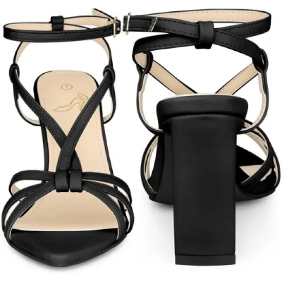 Perphy Pointed Toe Slingback Chunky Heel Sandals for Women image {1}
