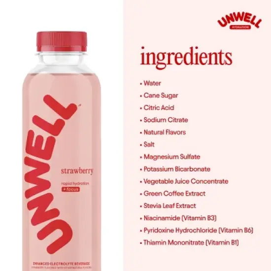 Unwell Hydrate+Focus Multipack Strawberry Sports Drink - 8pk/16.9 fl oz Bottles image {5}