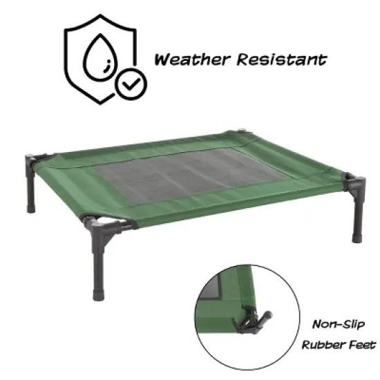 Elevated Dog Bed &ndash; 30x24 Portable Bed for Pets with Non-Slip Feet &ndash; Indoor/Outdoor Dog Cot or Puppy Bed for Pets up to 50lbs by Petmaker (Green) image {2}
