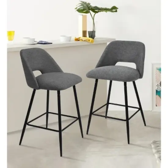 26.5" Edwin Upholstered Counter Height Stool (Set of 2) Black Leg-The Pop Maison image {11}