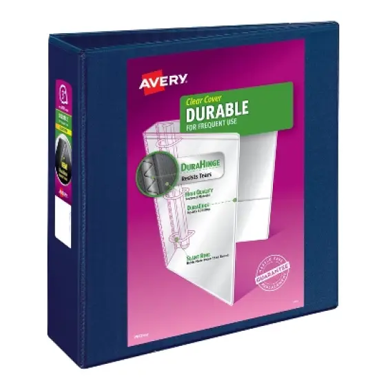 Avery Durable View 3 Ring Binder, 3" Slant Rings, 1 Blue Binder (17044) image {7}