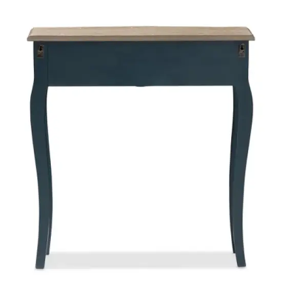 Mazarine Classic and Provincial Spruce Finished Console Table Blue - Baxton Studio image {4}
