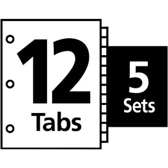 Avery Print & Apply Clear Label Dividers w/Color Tabs 12-Tab Letter 5 Sets 11405 image {8}