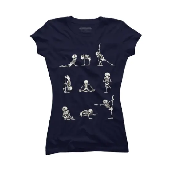 Junior's Design By Humans Skeleton Yoga By huebucket T-Shirt image {4}