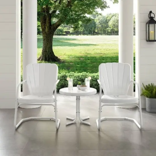 Ridgeland 3pc Outdoor Seating Set - White - Crosley image {1}