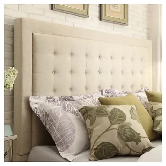 Hudson Button Tufted Headboard King Oatmeal - Inspire Q image {1}