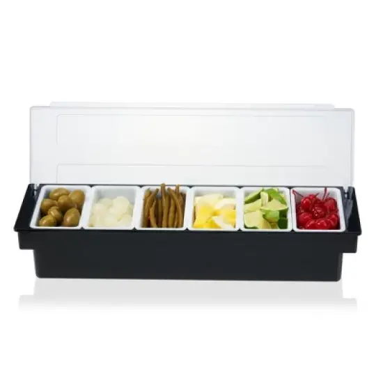 True Garnish Tray - 6 Removable Inserts and Ice Reservoir, Bar Caddy with Lid for Garnishes, Bartender Accessory for Cocktail Recipes, Plastic image {7}