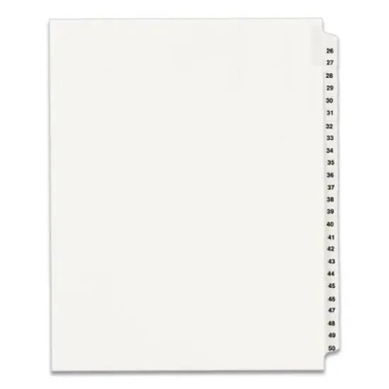 Avery Preprinted Legal Exhibit Side Tab Index Dividers, Avery Style, 25-Tab, 26 to 50, 11 x 8.5, White, 1 Set, (1331) image {6}