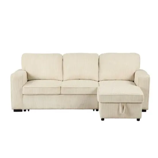 HOMES: Inside + Out Paeke Sleeper Sectional Sofa Corduroy with Storage Chaise and Reversible image {16}