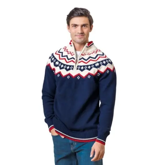 Hope & Henry Men's Half Zip Raglan Fair Isle Sweater image {5}