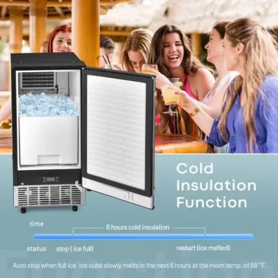 Costway Ice Maker Free-Standing/Under Counter Machine 80lbs/Day w/ Light image {7}