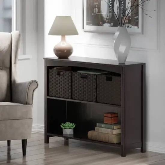 30" 4pc Terrace Storage Shelf with 3 Small Baskets Espresso/Chocolate - Winsome image {14}