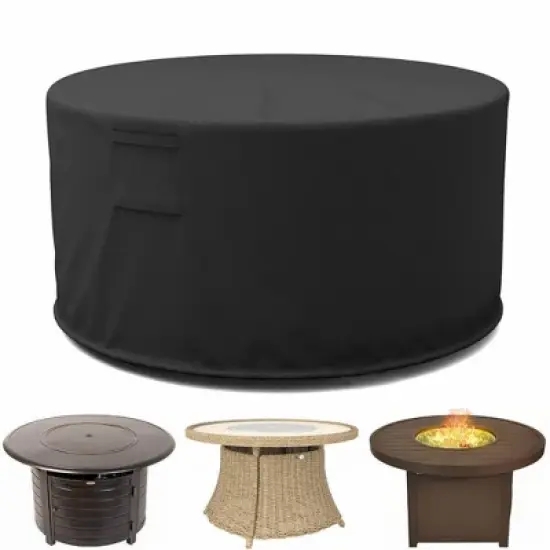 Akefit  Round Fire Pit Cover Outdoor Waterproof Dustproof Windproof Weather Cover for Backyard image {5}