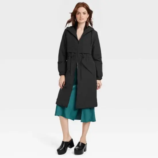 Women's Relaxed Fit Trench Rain Coat - A New Day&trade; Black  image {3}