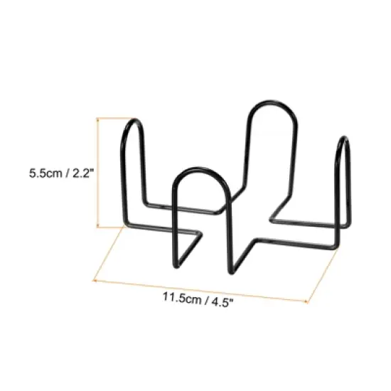 Unique Bargains Vintage Four Post Wrought Iron Style Black Metal Coaster Holders 3 Pcs image {1}