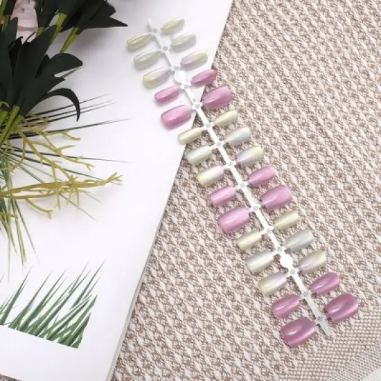 Unique Bargains Women's Full Coverage Fake Nails XS Yellow Purple 1 Pc image {4}