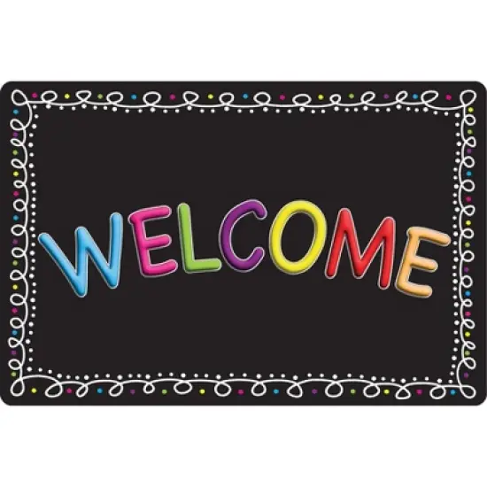 Ashley Productions&reg; Smart Poly&trade;, The Original Fun Mat&trade;, Welcome Mat, 15.5" x 23.5", Chalk Loops, Welcome image {1}