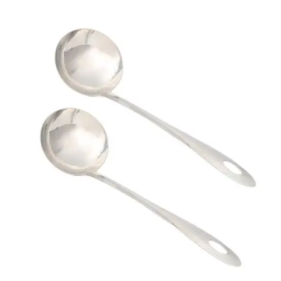 Unique Bargains Stainless Steel Silver Tone Long Handle Durable Soup Ladle 10" x 2.4" x 0.8" Silver Tone 2 Pcs image {5}