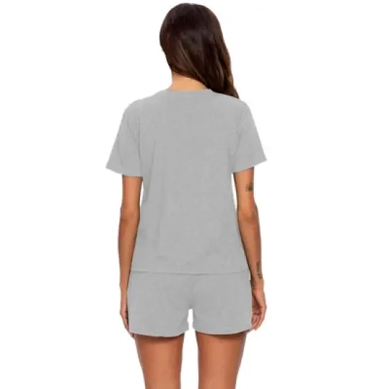 cheibear Womens Sleepwear Crew Neck Nightwear with Shorts Loungewear Pajama Set image {3}
