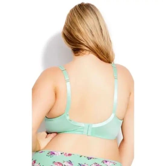 Women's Plus Size Basic Balconette Bra - mint floral | AVENUE image {1}