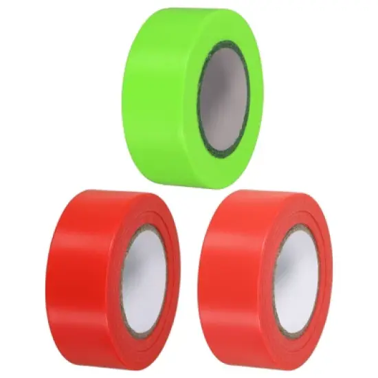 Unique Bargains PVC Non-Adhesive Flagging Tapes for Tree Survey Boundaries 3 Pcs image {5}