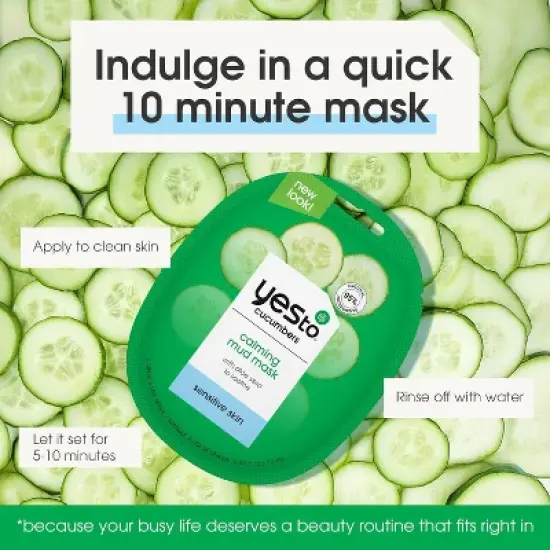 Yes To Cucumbers Calming Mud Mask with Aloe Vera for Sensitive Skin, 3 Pack image {1}