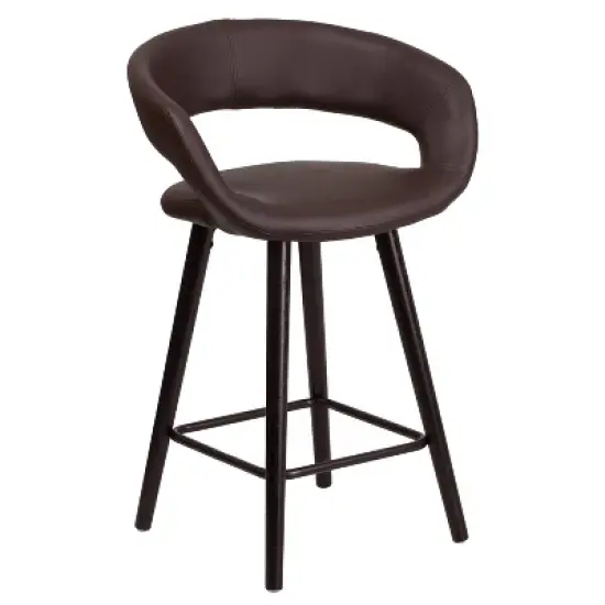 Merrick Lane 24 Inch Wood Ultramodern Bar Counter Stool With Black Upholstered Seat image {14}