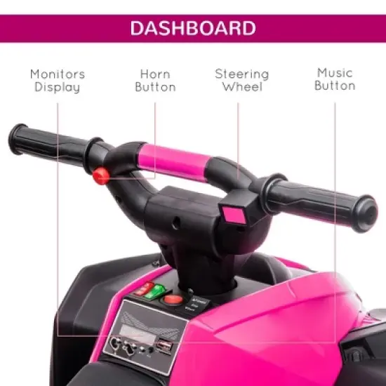 Resenkos Electric Ride-on Car,12V Kids ATV Quad Car with Forward & Backward Function, Four Wheeler for Kids, Pink image {4}