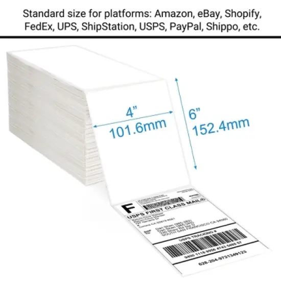 LotFancy 4x6 in Thermal Labels, 2000 Shipping Labels, Perforated, White Postage Mailing Labels image {1}