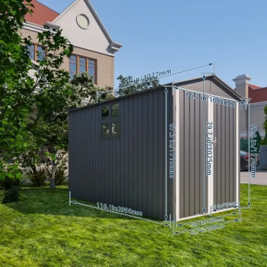 Spacious Metal Outdoor Storage with Window, Weather-Resistant Design, Ideal for Motorcycles, Tools, and Equipment Organization - Coolbibila image {3}