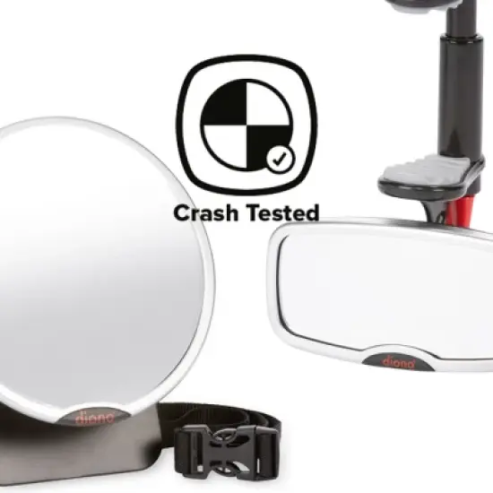 Diono Baby Car Mirror 2 Pack, Car Seat Mirror for Rear Facing Infant & See Me Too Rear View Mirror, Silver image {8}