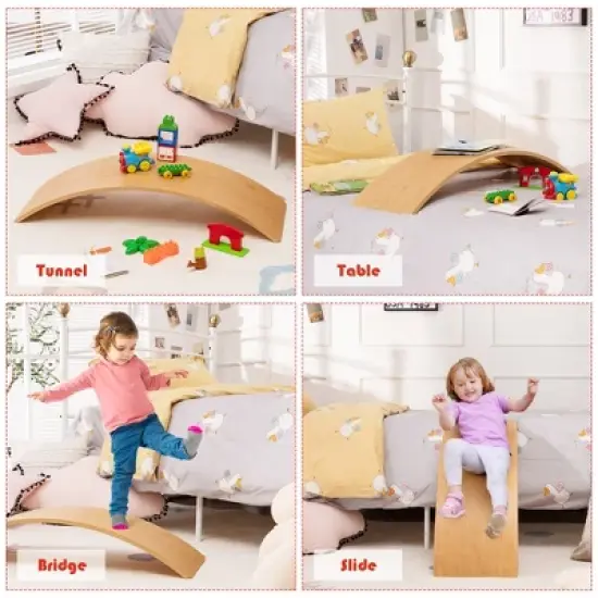 Babyjoy Wooden Wobble Balance Board 35.5" Rocker Yoga Curvy Board Toy Kids Adult image {8}