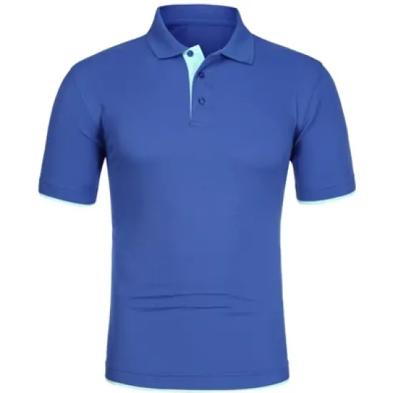 Lars Amadeus Men's Summer Golf Shirt Contrast Color Short Sleeves Regular Fit Polo image {6}
