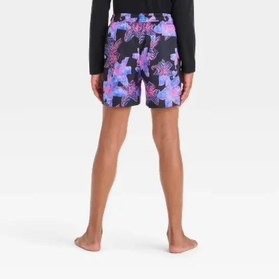 Boys' May Lilies Swim Trunks - art class&trade; Black and Purple image {1}
