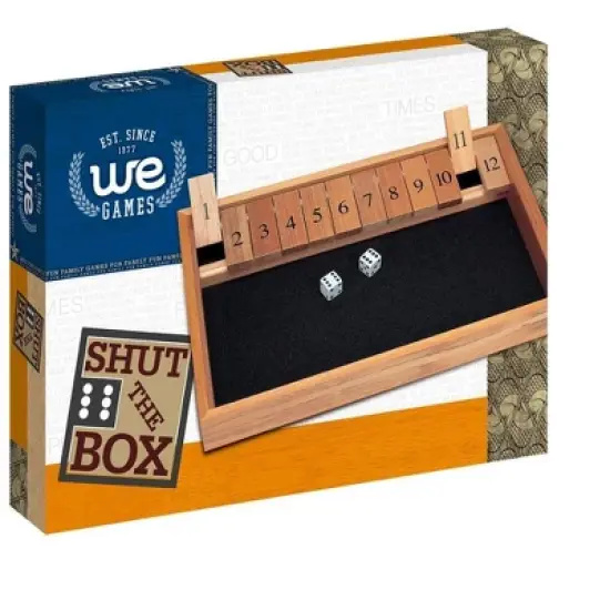 WE Games Shut The Box Game Wooden - 12 Number Flip Tiles with Solid Natural Wooden Game Board � Large, 13.5 inches Board Games for Family Game Night, image {5}