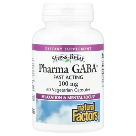 Natural Factors Stress-Relax&reg;, Pharma GABA&reg;, 100 mg, 60 Vegetarian Capsules image {4}
