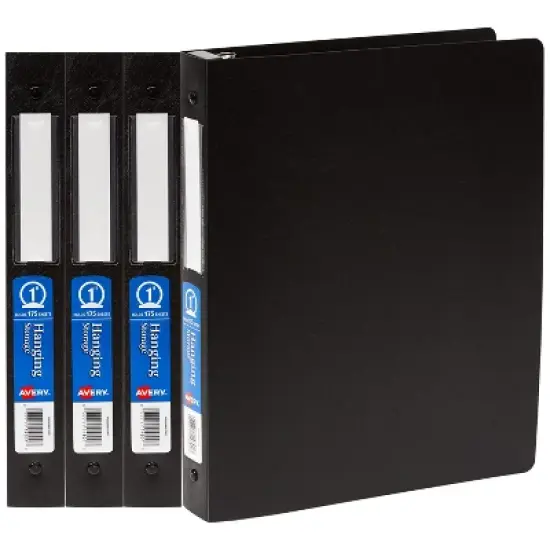 Avery 1" Hanging Storage Flexible 3 Ring Binders, Round Rings, 175-Sheet Capacity, Black, 4 Pack (17708) image {8}