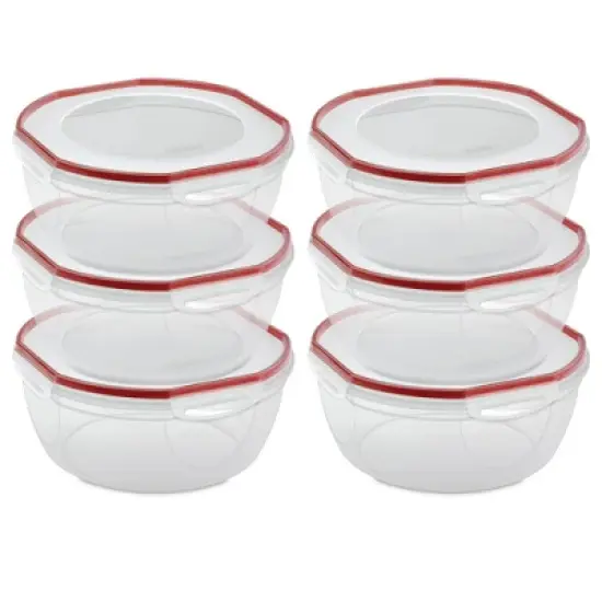 Sterilite Ultra Seal 8.10 Quart Capacity Clear Plastic Food Storage Bowl Container with 4 Point Latching Lids and Easily Stackable Design image {8}