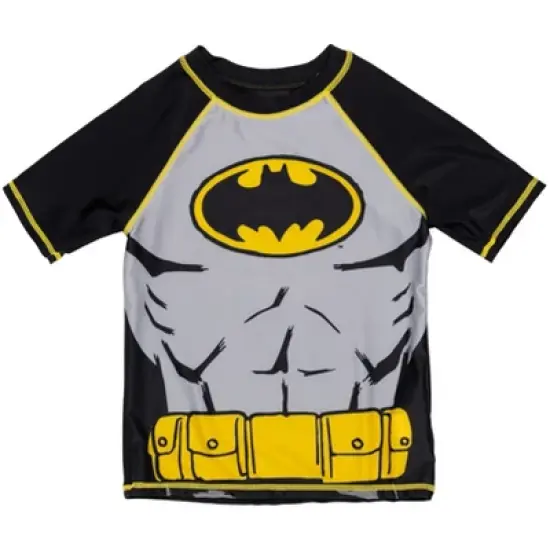 DC Comics Justice League Batman Little Boys Rash Guard and Swim Trunks Outfit Set Little Kid to Big Kid image {2}