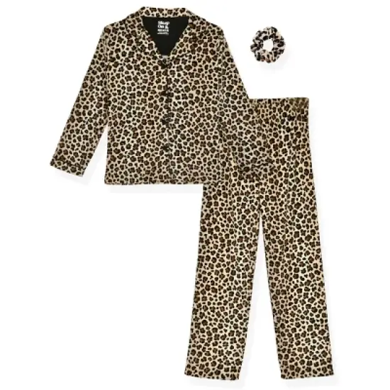 Sleep On It Girls 2-Piece Velour Coat Pajama Set - Cheetah image {6}
