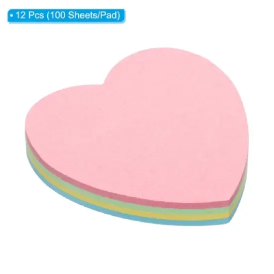 Unique Bargains Heart Shape Bright Colorful Sticky Notes 100 Sheets/Pad image {2}