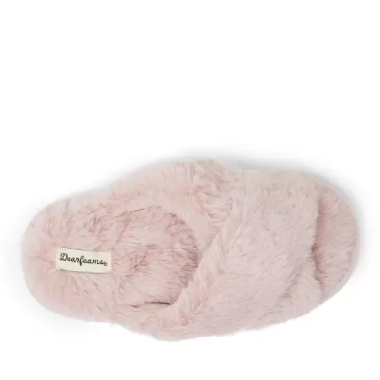 Dearfoams Kid's Jess Furry Crossband Slide Slippers image {4}