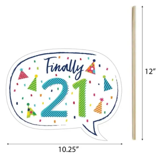 Big Dot of Happiness 21st Birthday - Cheerful Happy Birthday - Colorful Twenty-First Birthday Party Photo Booth Props Kit - 20 Count image {4}